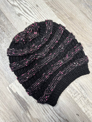 closeup image of handknit hat
