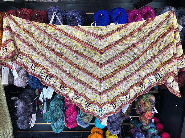 one-of-a-kind handknit sample: large triangular shawl  - Knot Another Hat