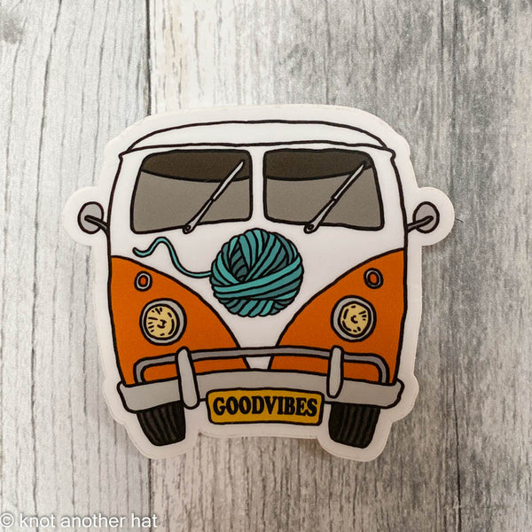 Good Vibes Yarn Tour Souvenir Stickers original bus - Knot Another Hat