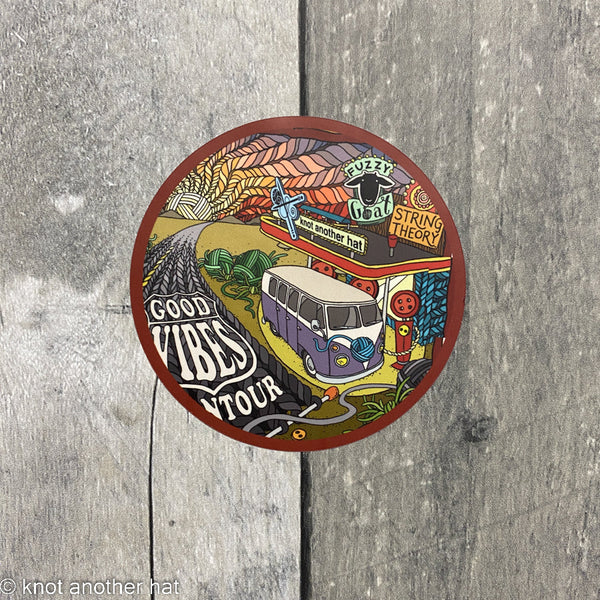 Good Vibes Yarn Tour Souvenir Stickers route 66 box sticker - Knot Another Hat