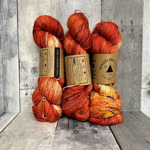 madelinetosh tosh merino light HOTM: spicy ramen - Knot Another Hat
