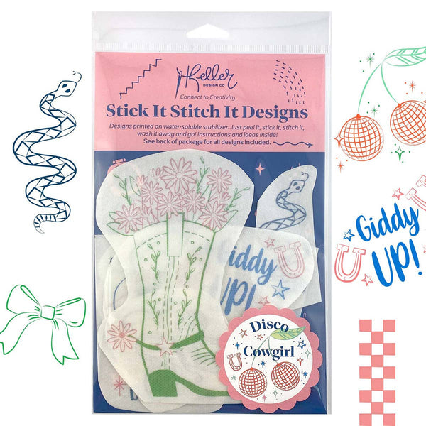 keller designs stick it stitch it water soluble embroidery patterns disco cowgirl - Knot Another Hat