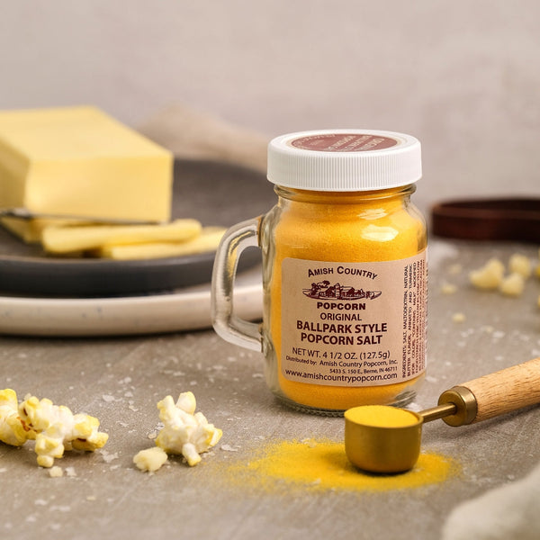 amish country popcorn ballpark style popcorn salt - Knot Another Hat