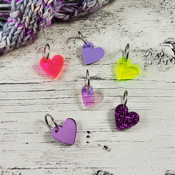 katrinkles acrylic heart shaped stitch marker set - Knot Another Hat