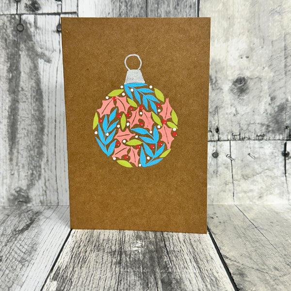 hand-painted holiday cards by jennifer heredia Pink leaf ornament - Knot Another Hat