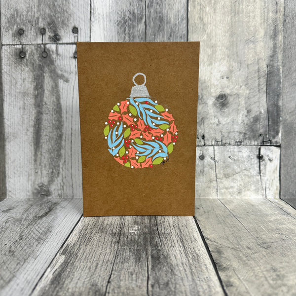 hand-painted holiday cards by jennifer heredia blue red and green ornament - Knot Another Hat