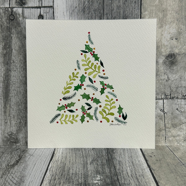 hand-painted holiday art prints by jennifer heredia Tree 2 - Knot Another Hat