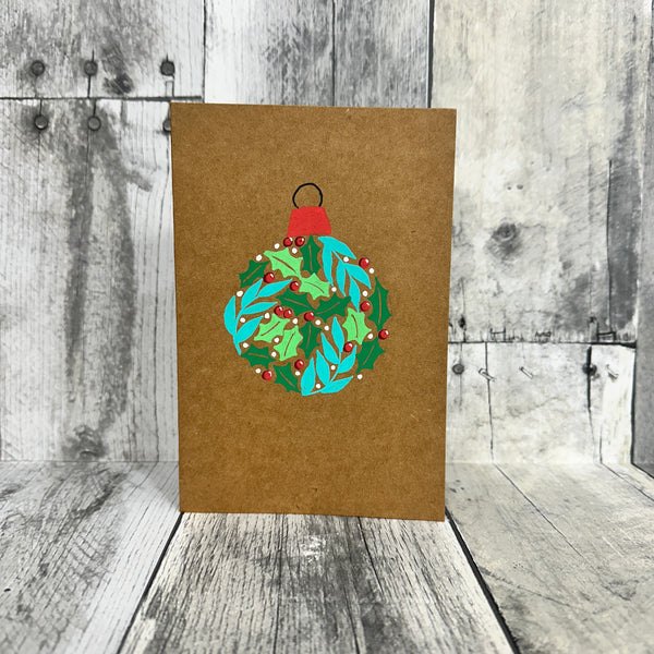 hand-painted holiday cards by jennifer heredia blue green ornament - Knot Another Hat