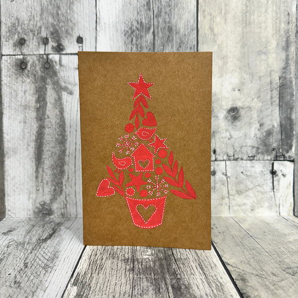 hand-painted holiday cards by jennifer heredia Red tree - Knot Another Hat