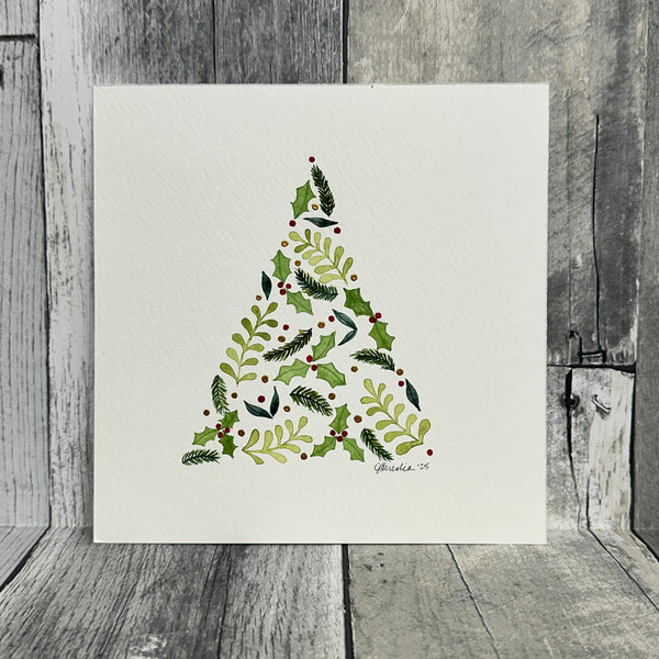 hand-painted holiday art prints by jennifer heredia Tree 1 - Knot Another Hat