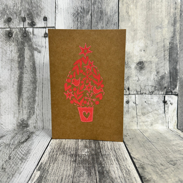 hand-painted holiday cards by jennifer heredia Red topiary - Knot Another Hat