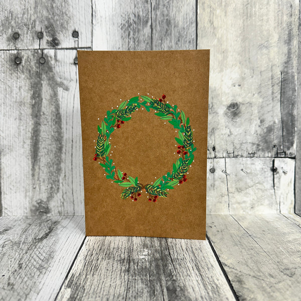 hand-painted holiday cards by jennifer heredia holly wreath - Knot Another Hat