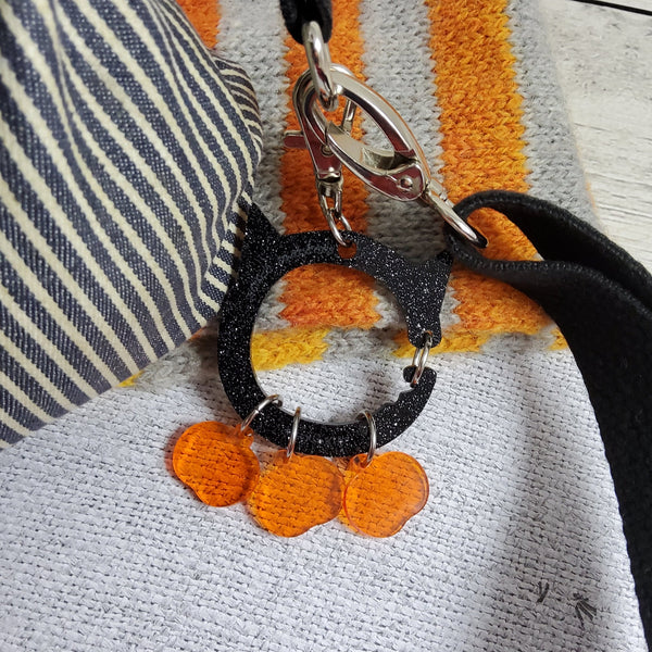 katrinkles acrylic cat stitch marker holder with pumpkin markers - Knot Another Hat