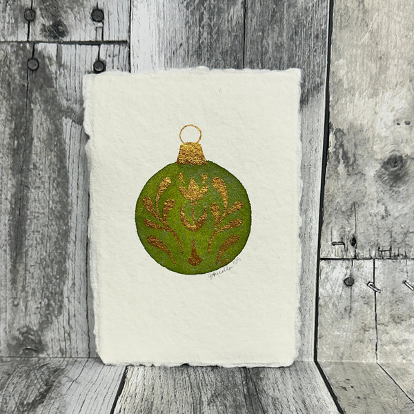 hand-painted holiday art prints by jennifer heredia Green - Knot Another Hat