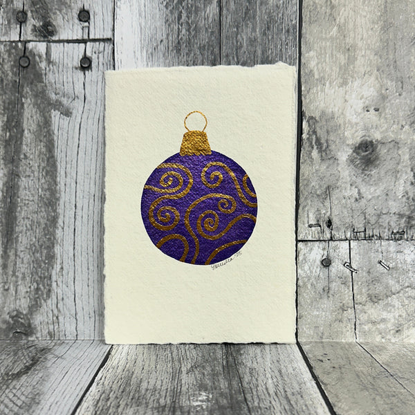hand-painted holiday art prints by jennifer heredia Purple - Knot Another Hat