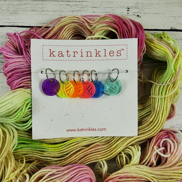 katrinkles neon yarn ball stitch marker set - Knot Another Hat