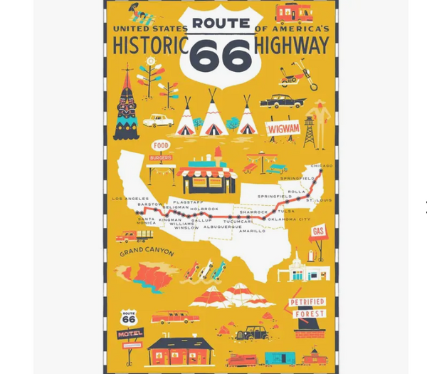 Good Vibes Yarn Tour Route 66 Souvenir Tea Towel  - Knot Another Hat