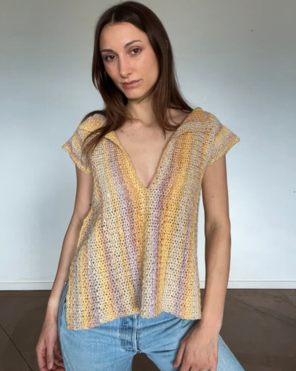 one-of-a-kind hand crocheted sample: multi-color tunic top  - Knot Another Hat