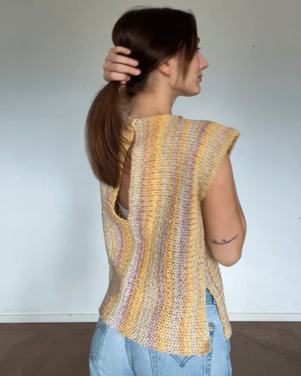 one-of-a-kind hand crocheted sample: multi-color tunic top  - Knot Another Hat