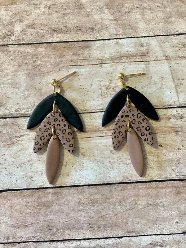 handmade clay earrings leopard - Knot Another Hat