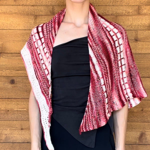 one-of-a-kind handknit sample: olive knits apple cart shawl  - Knot Another Hat