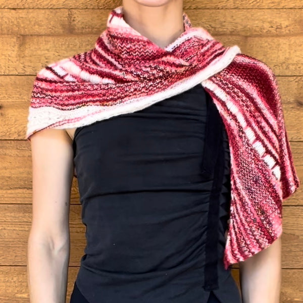 one-of-a-kind handknit sample: olive knits apple cart shawl  - Knot Another Hat