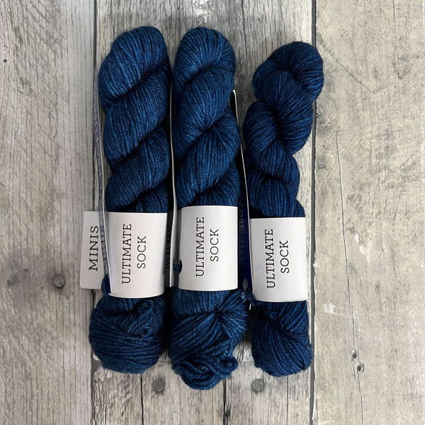 malabrigo ultimate sock mini skeins 150 azul profundo - Knot Another Hat