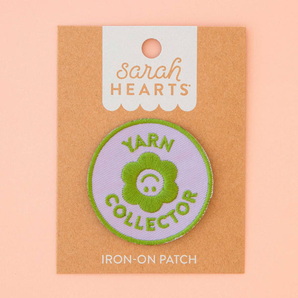 sarah hearts iron-on patch yarn collector - Knot Another Hat