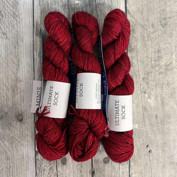 malabrigo ultimate sock mini skeins 033 cereza - Knot Another Hat