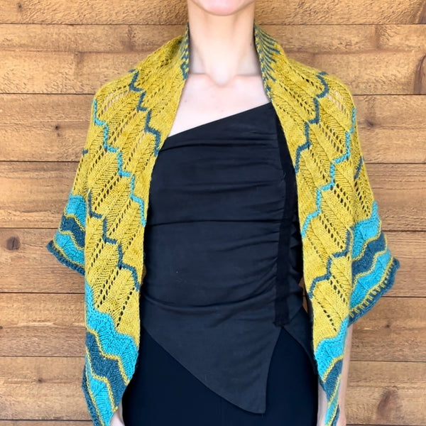 one-of-a-kind handknit sample: olive knits moonrise shawl  - Knot Another Hat
