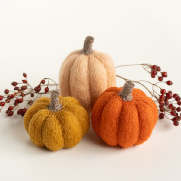 felted sky pumpkin trio mini needle felting kit - Knot Another Hat