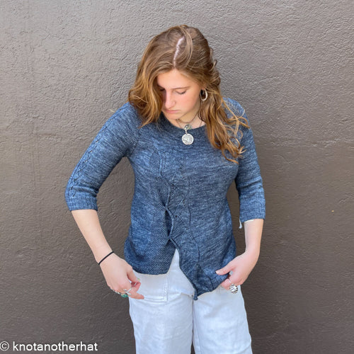 one-of-a-kind handknit sample: olive knits washed ashore pullover  - Knot Another Hat