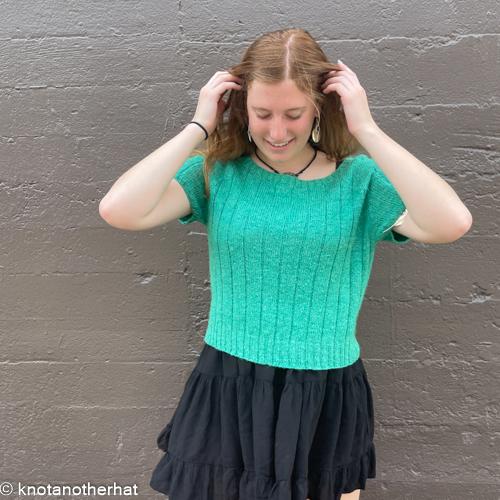 one-of-a-kind handknit sample: olive knits weekend at the coast tee  - Knot Another Hat