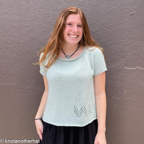 one-of-a-kind handknit sample: olive knits tide pool tee  - Knot Another Hat