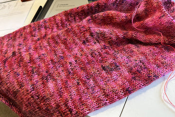 closeup of stitches of luxurious handknit scarf