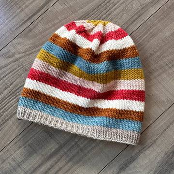bright and cheerful striped handknit hat