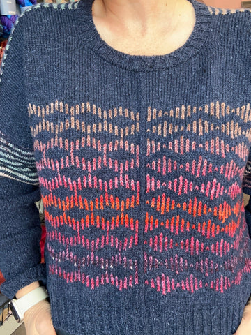 closeup image of the fabric of a handknit sweater
