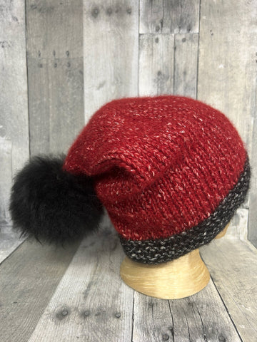 2-color stocking cap handknit hat