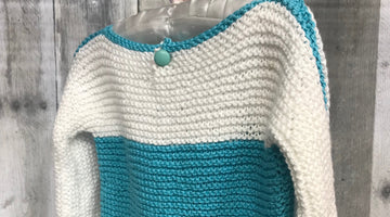 blue and white knit baby sweater 