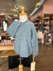 blue tweedy textured pullover handknit baby sweater
