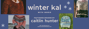 knit along graphic with photos of featured designs