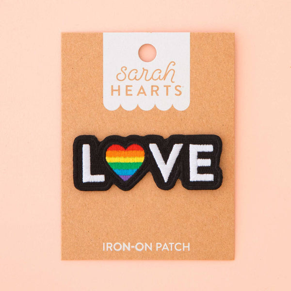 sarah hearts iron-on patch love pride - Knot Another Hat