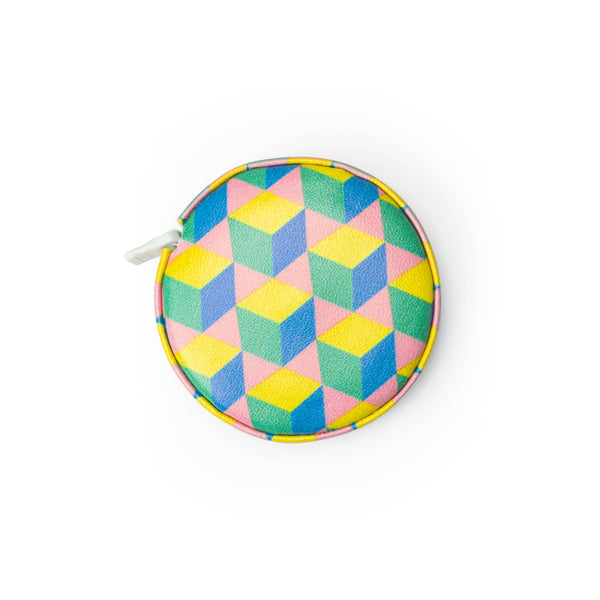 geo tape measure blue aqua yellow pink - Knot Another Hat