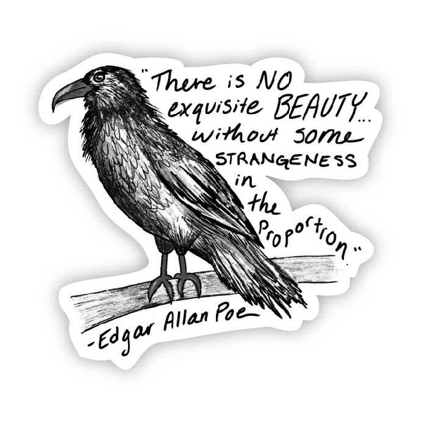 Edgar Allen Poe Crow Sticker - Knot Another Hat