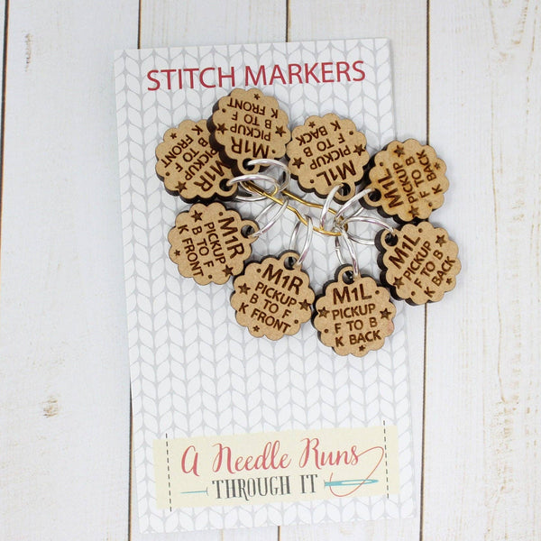 M1L & M1R Increases with Instructions - Stitch Markers (set of 8) - Knot Another Hat