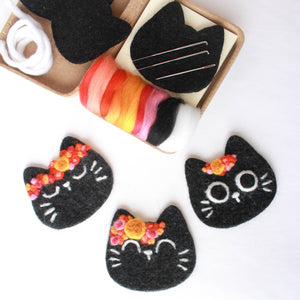 Mini Black Cats Felting Craft Kit - Knot Another Hat