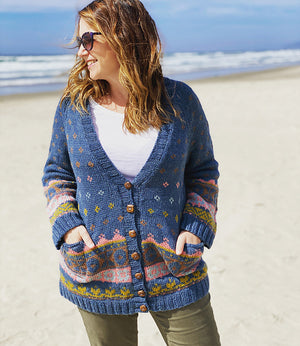 one-of-a-kind handknit sample: jenny at the fair cardigan - Knot Another Hat