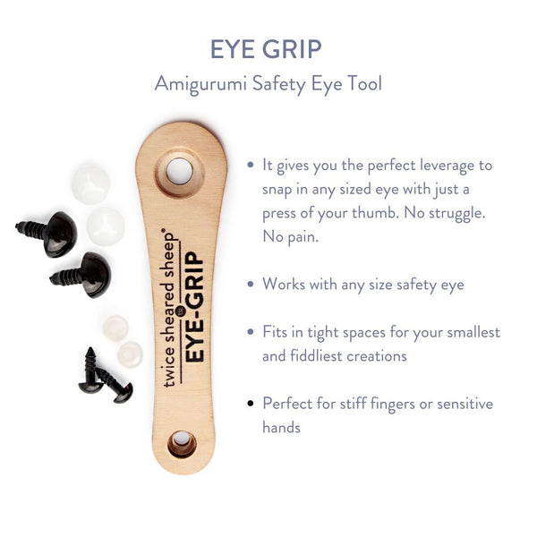 twice sheared sheep eye grip - amigurumi safety eye tool - Knot Another Hat