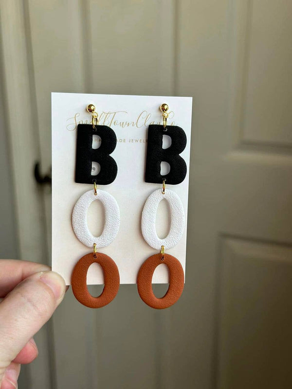 handmade clay earrings BOO - Knot Another Hat