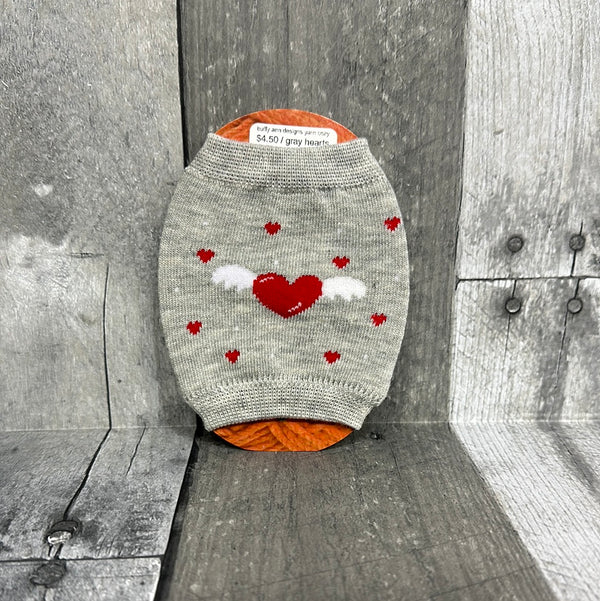 buffy ann designs yarn cozy gray hearts - Knot Another Hat